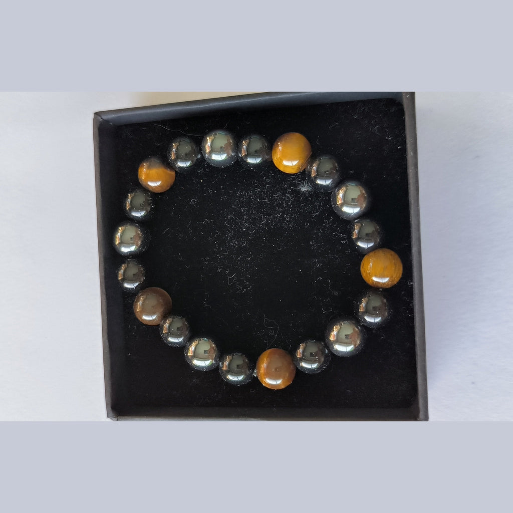 Bracelet Œil de Tigre & Hématite – Élégance et Caractère