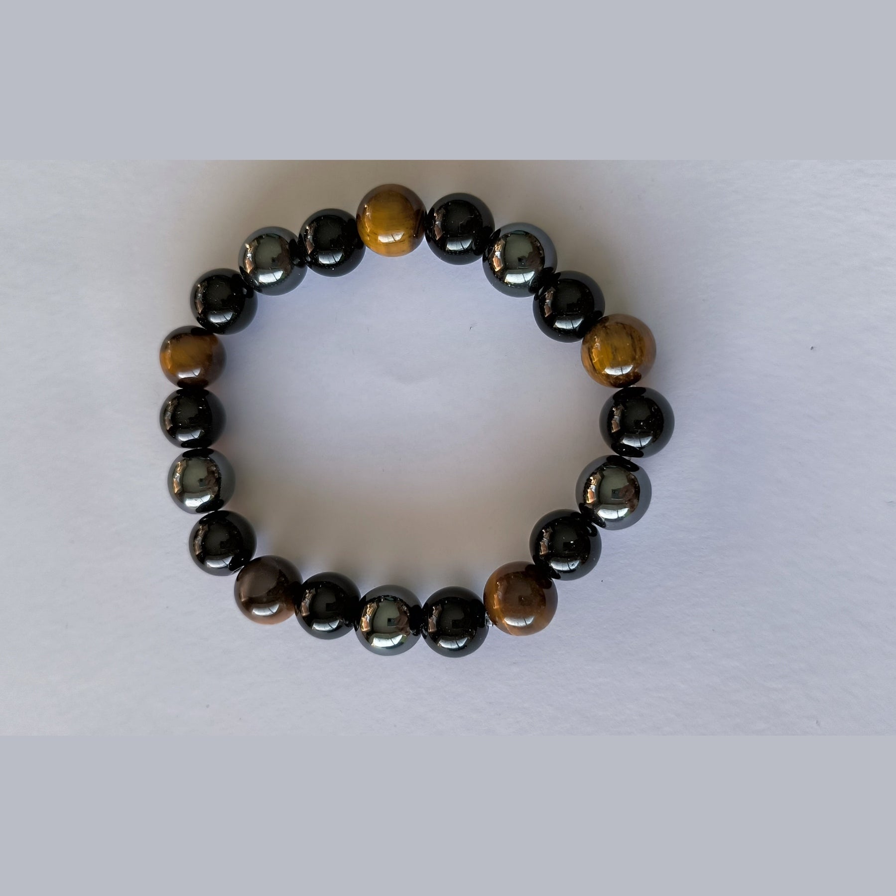 Bracelet Œil de Tigre & Hématite – Élégance et Caractère
